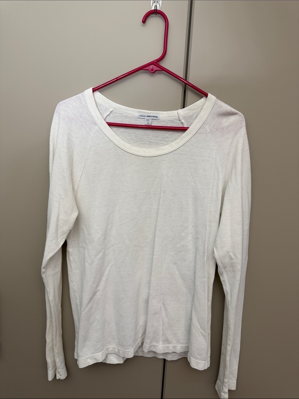 James Perse White Long-Sleeve Scoop Neck Top